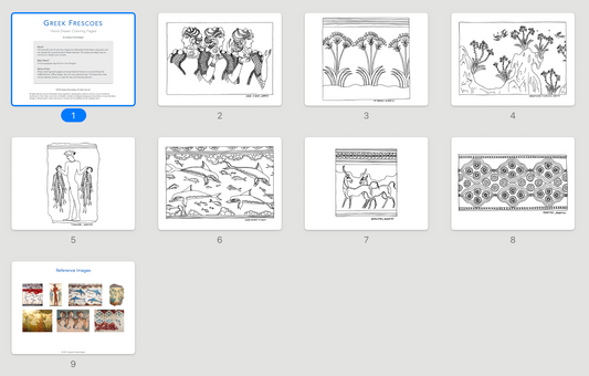 Minoan Fresco Coloring Pages – Printable Greek Art (PDF)