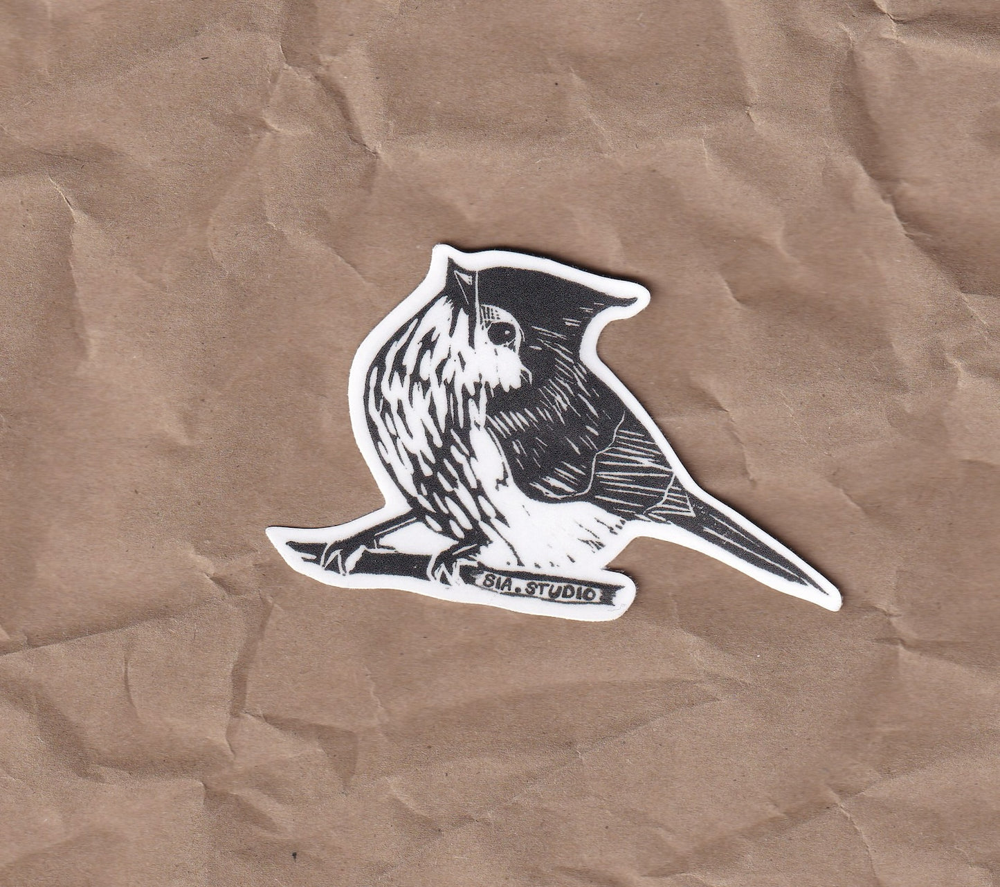 Songbird Vinyl Stickers – Carolina Chickadee & Tufted Titmouse (From Original Linocut Art)