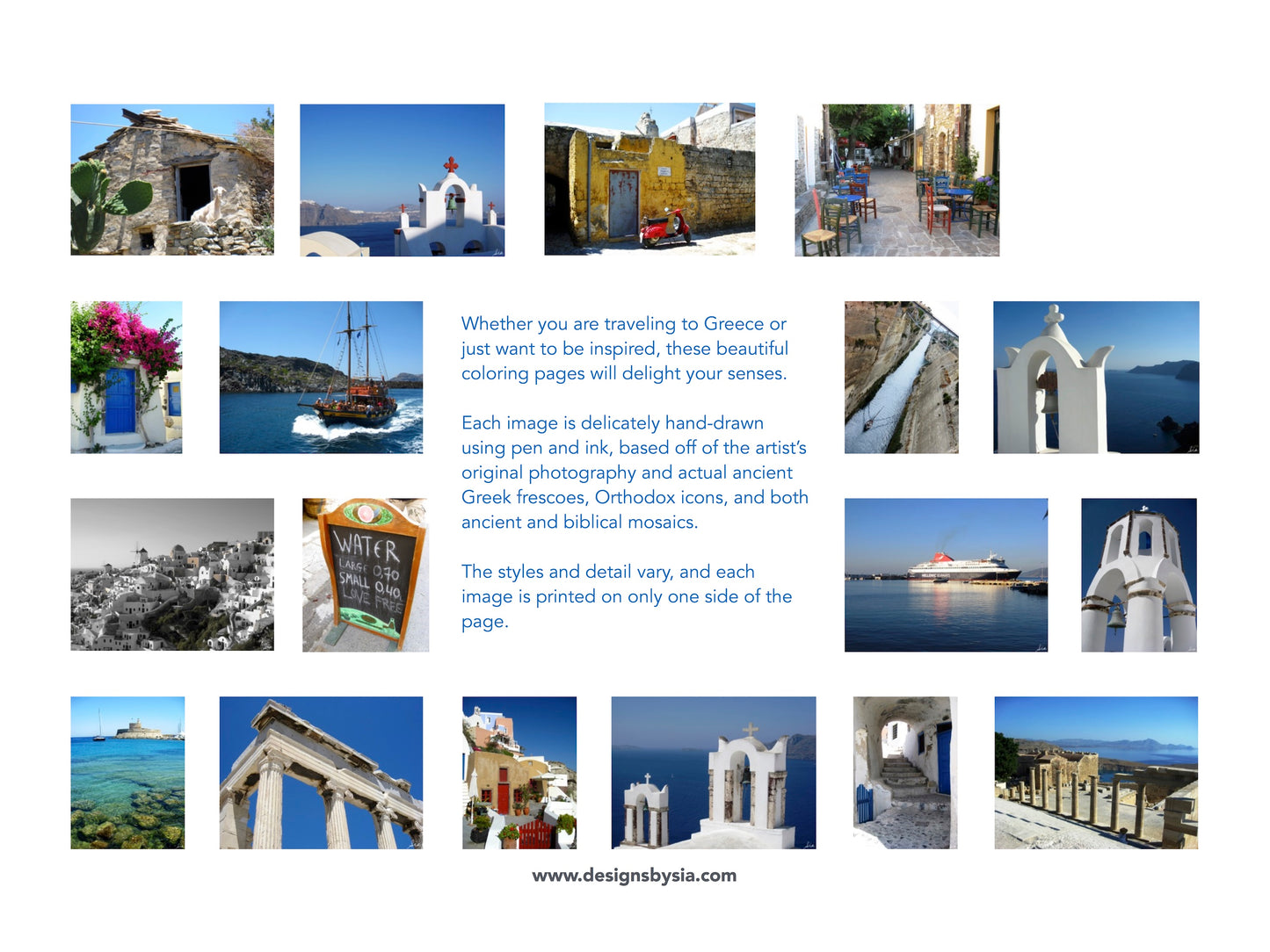 Travel Greece Greece Coloring Pages – Complete Hand-Drawn Collection (PDF)