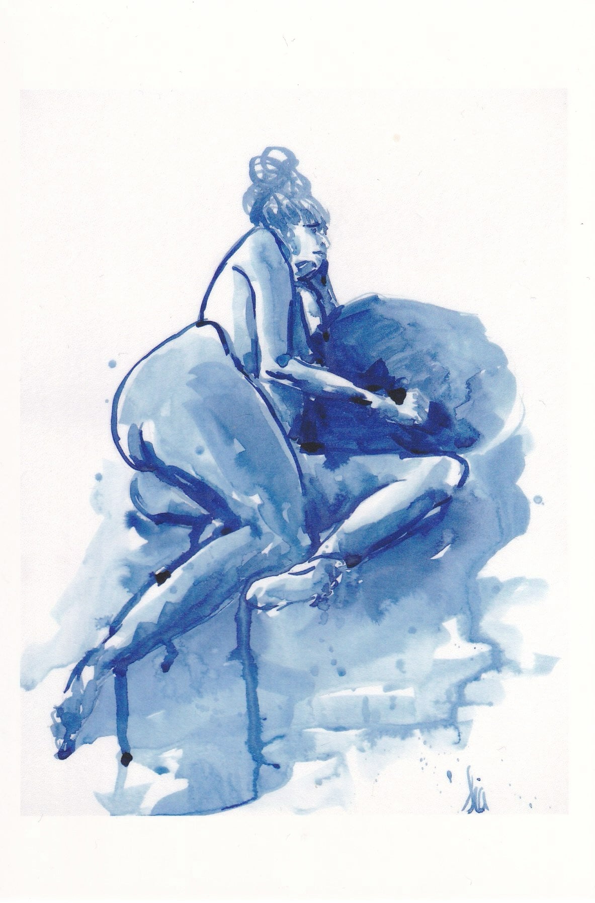 Prussian Blue Figure Postcards – Fine Art 4x6 Prints