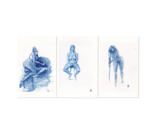 Prussian Blue Figure Postcards – Fine Art 4x6 Prints