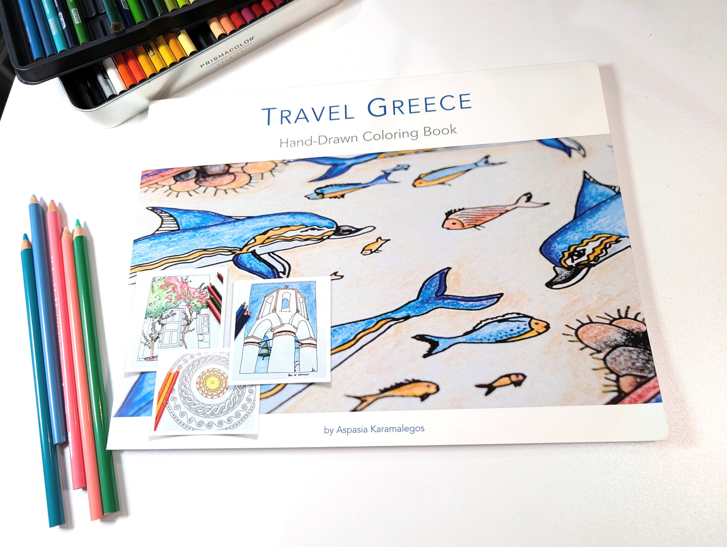 Travel Greece Hand-Drawn Coloring Book