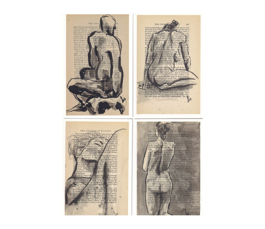 Vintage Book Page Figure Postcards – Fine Art 4x6 Prints