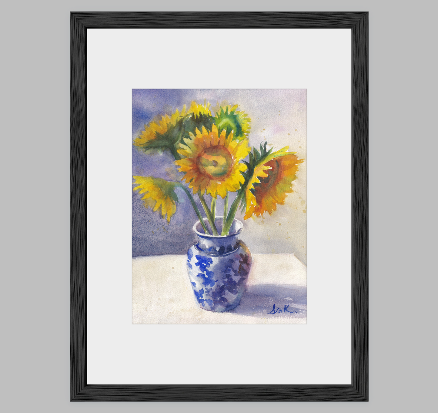 Sunflowers in Vase – Loose Floral Fine Art Print (Watercolor)