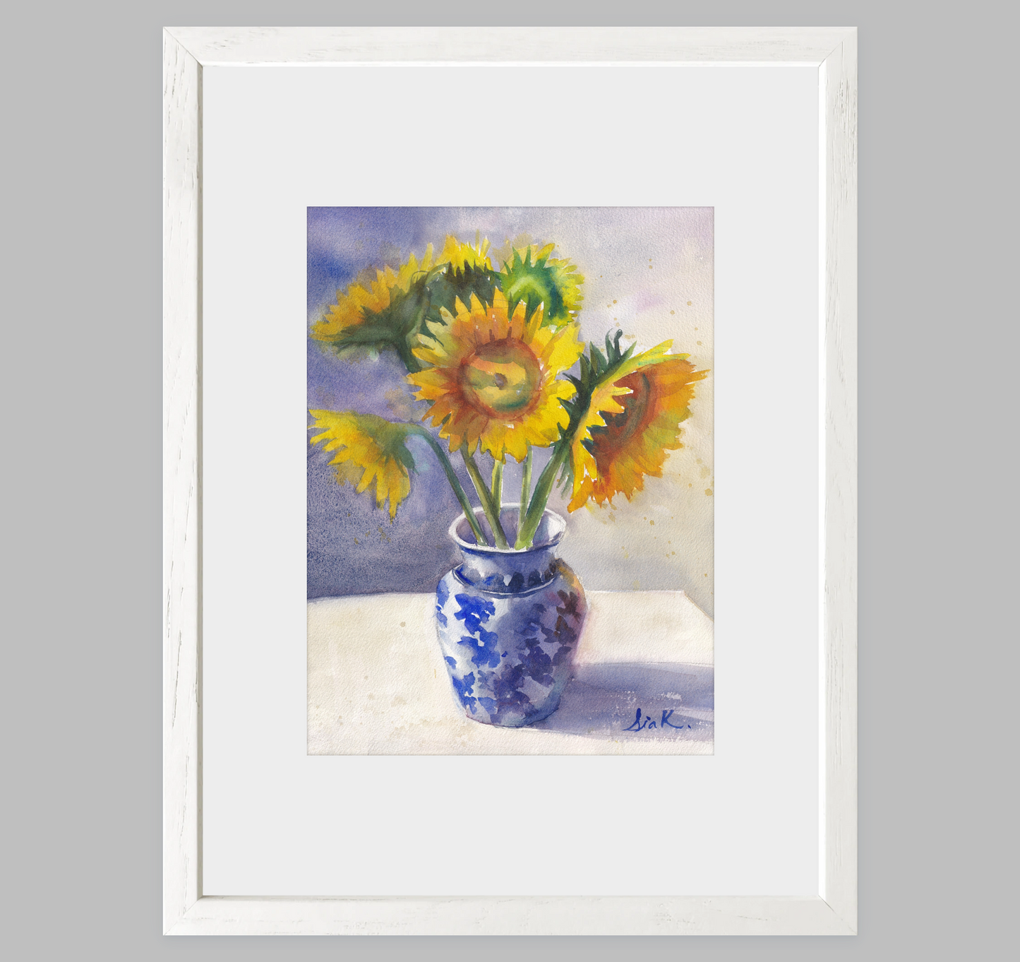 Sunflowers in Vase – Loose Floral Fine Art Print (Watercolor)