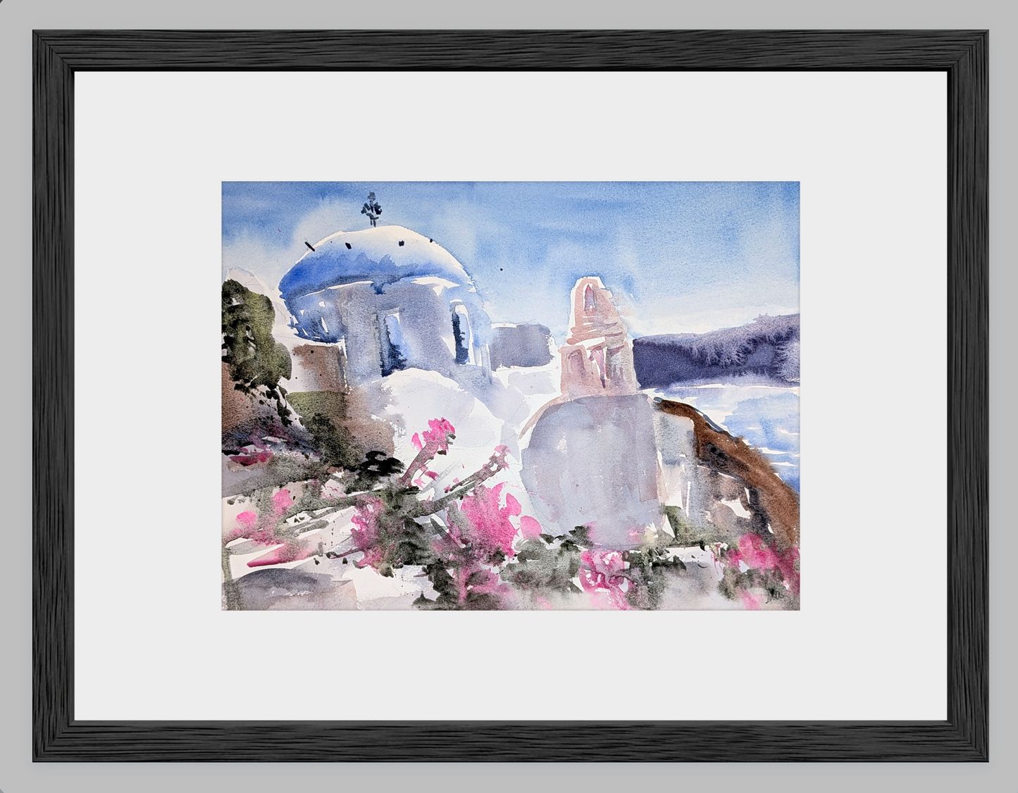 Oia, Santorini – Greek Island Fine Art Print (Watercolor)