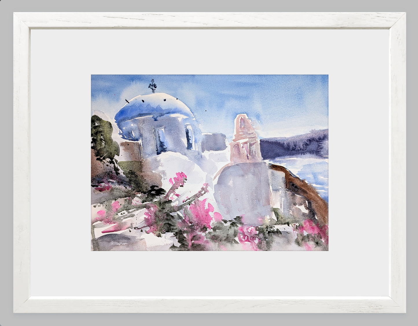 Oia, Santorini – Greek Island Fine Art Print (Watercolor)