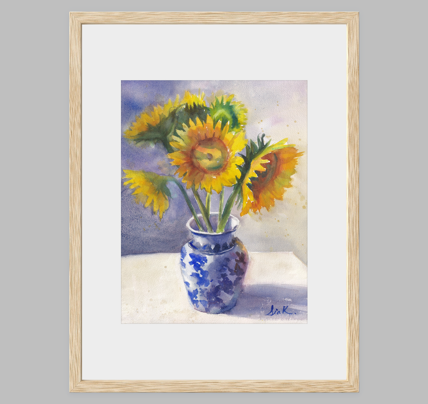 Sunflowers in Vase – Loose Floral Fine Art Print (Watercolor)