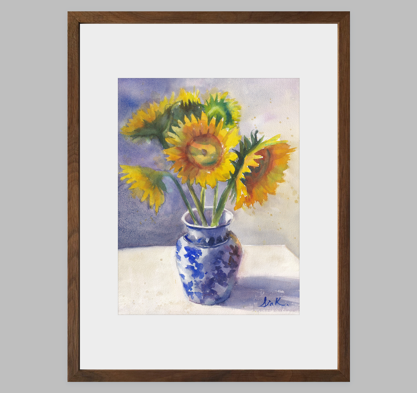 Sunflowers in Vase – Loose Floral Fine Art Print (Watercolor)