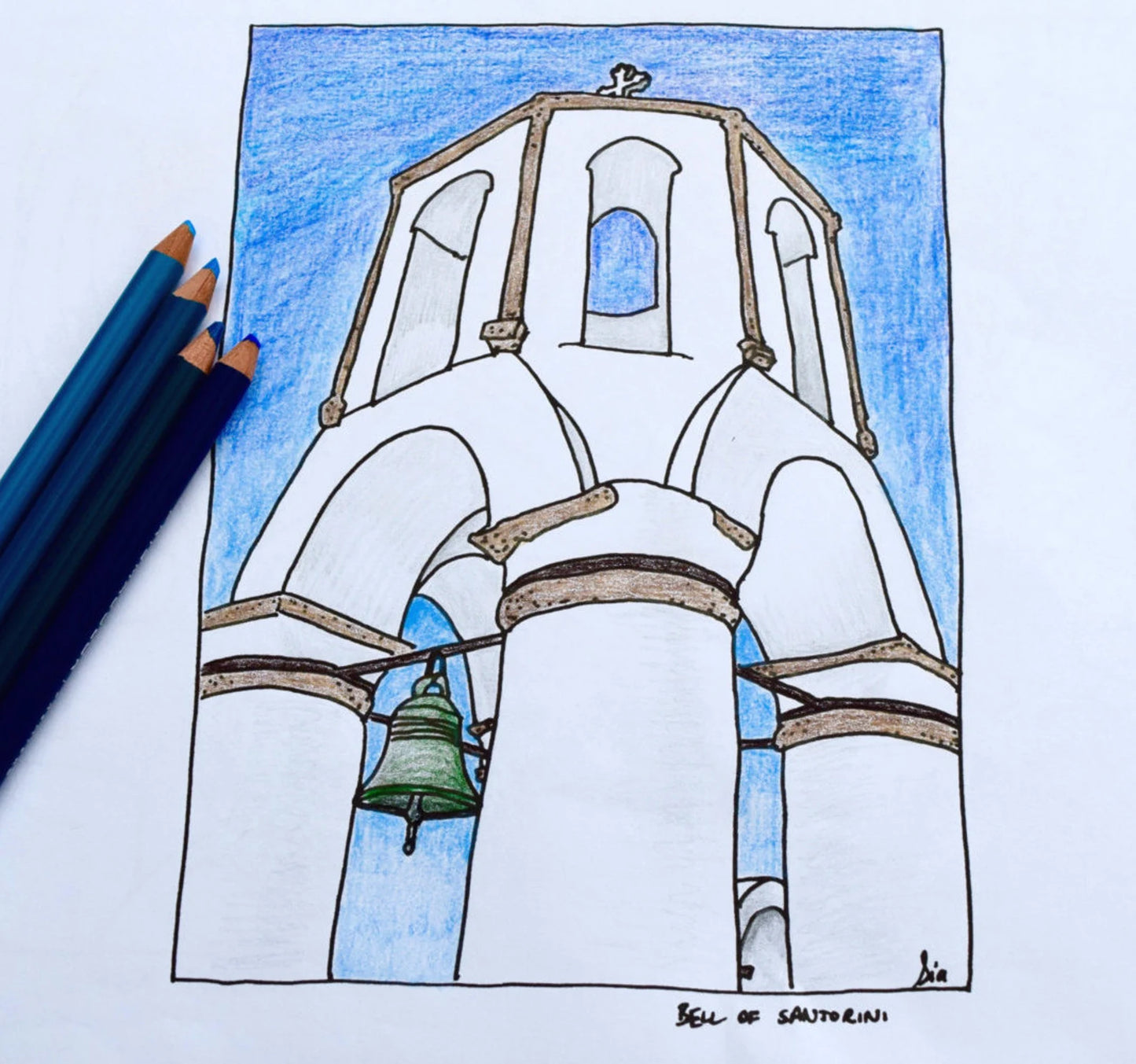 Travel Greece Hand-Drawn Coloring Book