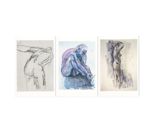 Charcoal, Pastel, and Mixed Media Figure Postcards – Fine Art 4x6 Prints