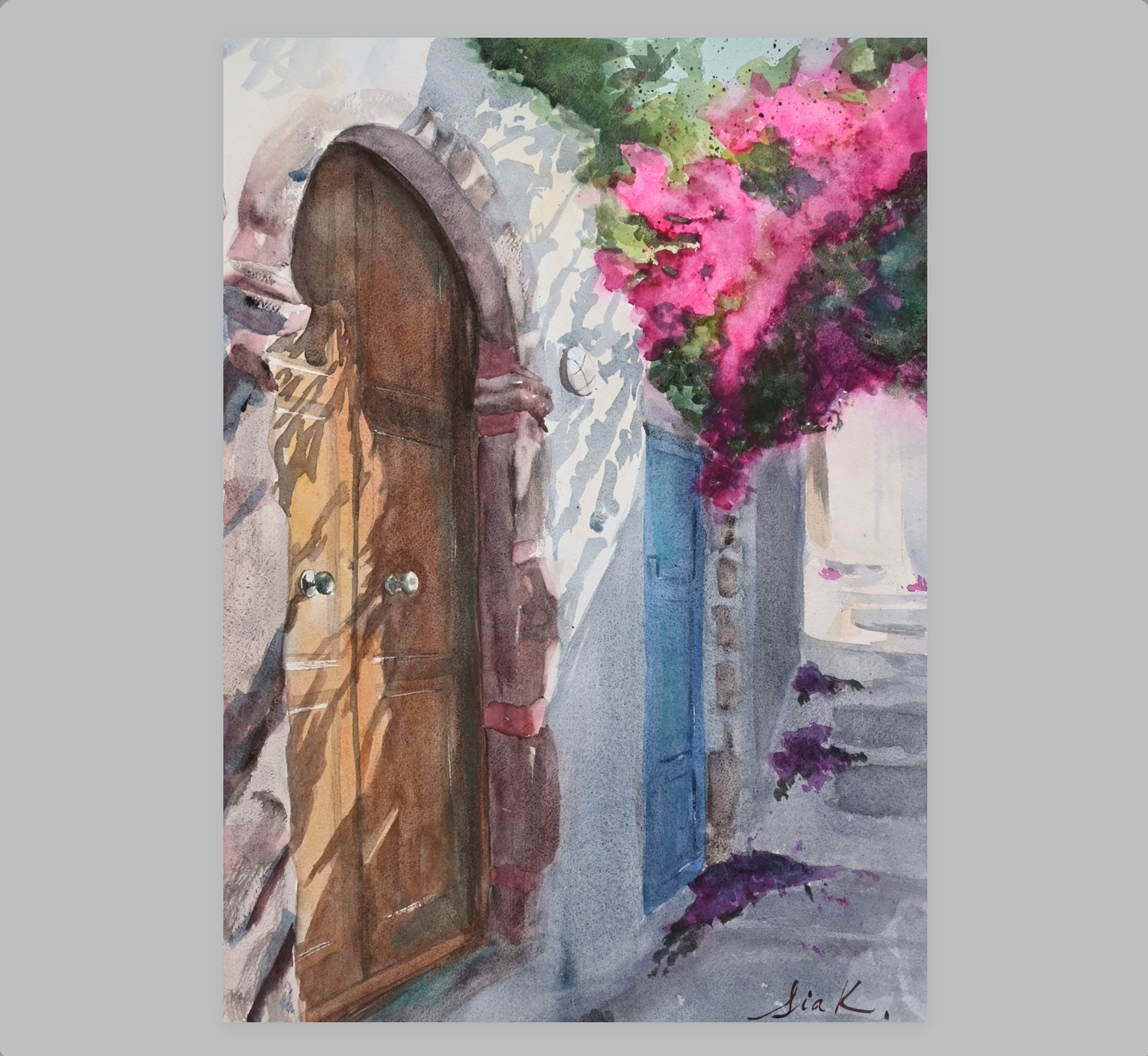 Santorini Passages – Greek Island Fine Art Print (Watercolor)