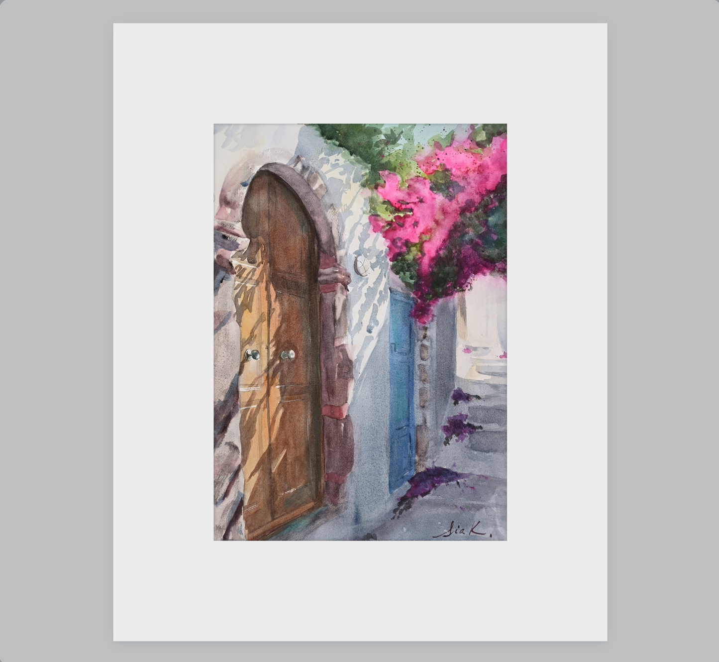 Santorini Passages – Greek Island Fine Art Print (Watercolor)