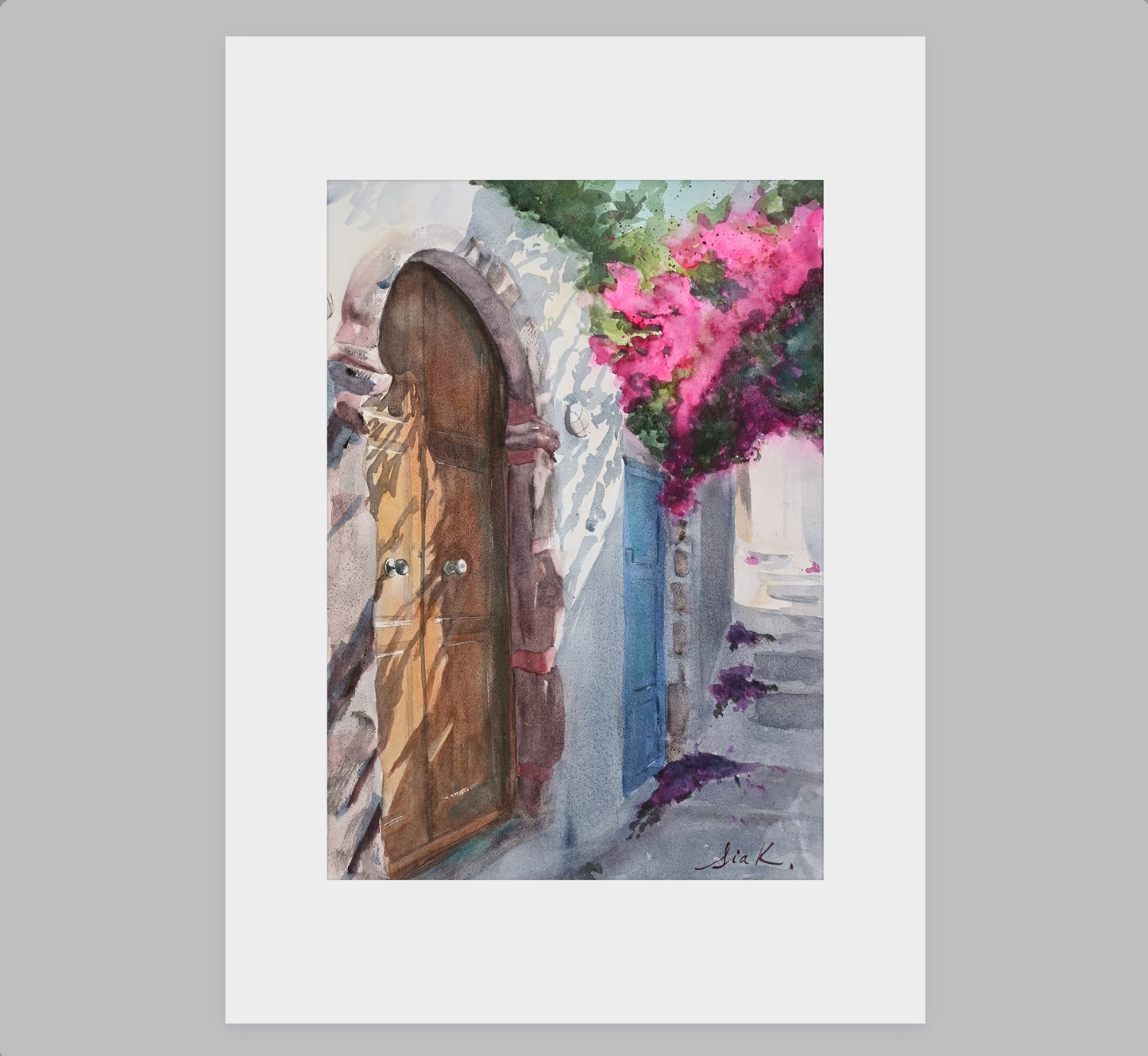 Santorini Passages – Greek Island Fine Art Print (Watercolor)