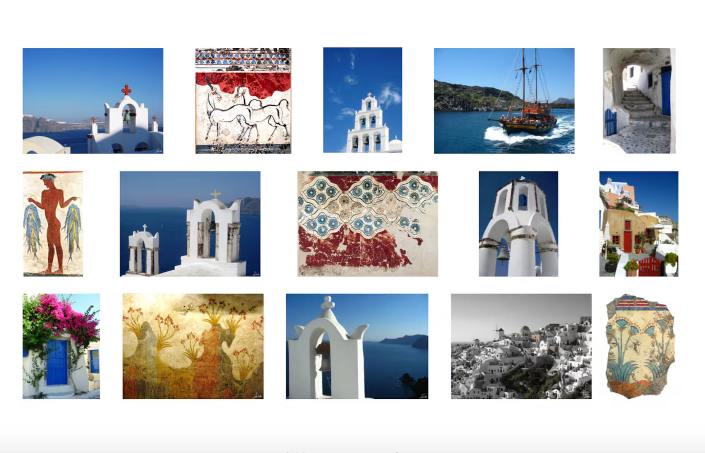 Santorini Coloring Pages – Hand-Drawn Travel Art & Minoan Frescoes (PDF)