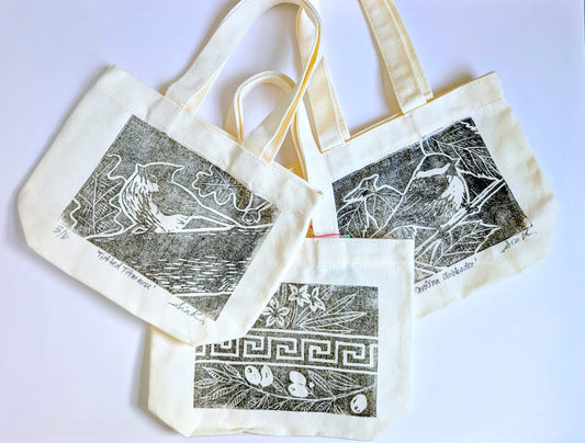 Linocut Print Mini Totes
